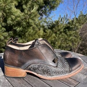 Freebird Mabel Oxford Bootie Wmns Sz 10 Distressed Brown Snakeskin Western Shoe